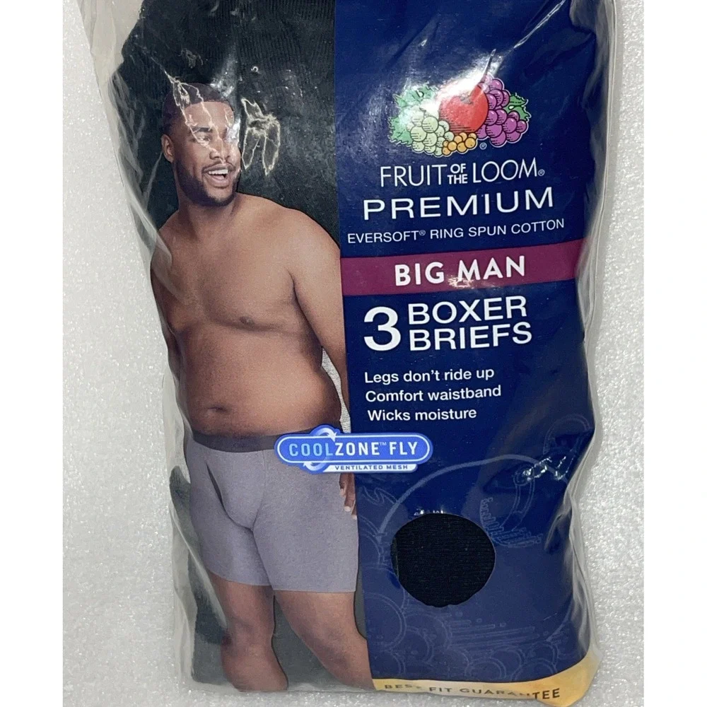 Fruit of the‎ Loom Big Man Premium Boxer Briefs 5XB (58-60) Mesh Fly Pack of 6